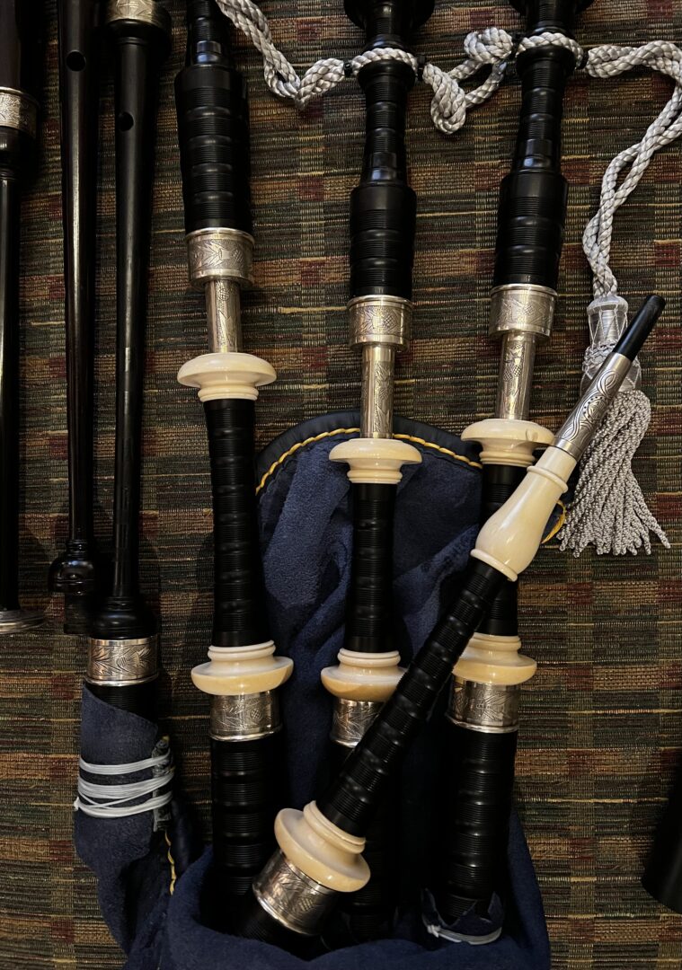 Bagpipe Central - 1958 Silver and Ivory Sinclair bagpipes